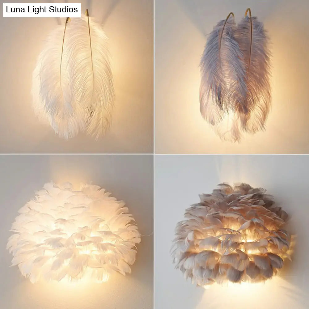 Feather Wall Sconce: Stylish And Simplistic Single-Bulb Light For Girls Bedroom