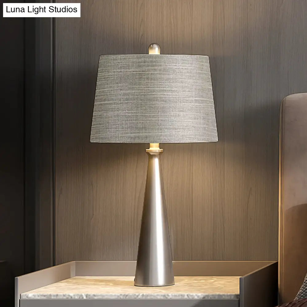 Federica - Silver 1 Bulb Bedroom Night Table Lighting Simple Nightstand Lamp With Tapered Drum