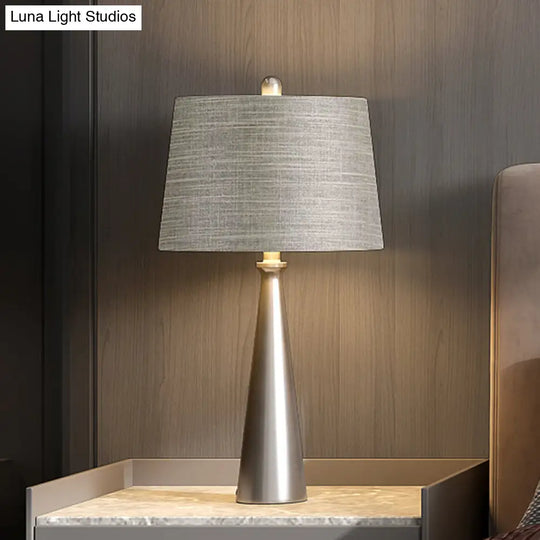 Federica - Silver 1 Bulb Bedroom Night Table Lighting Simple Nightstand Lamp With Tapered Drum