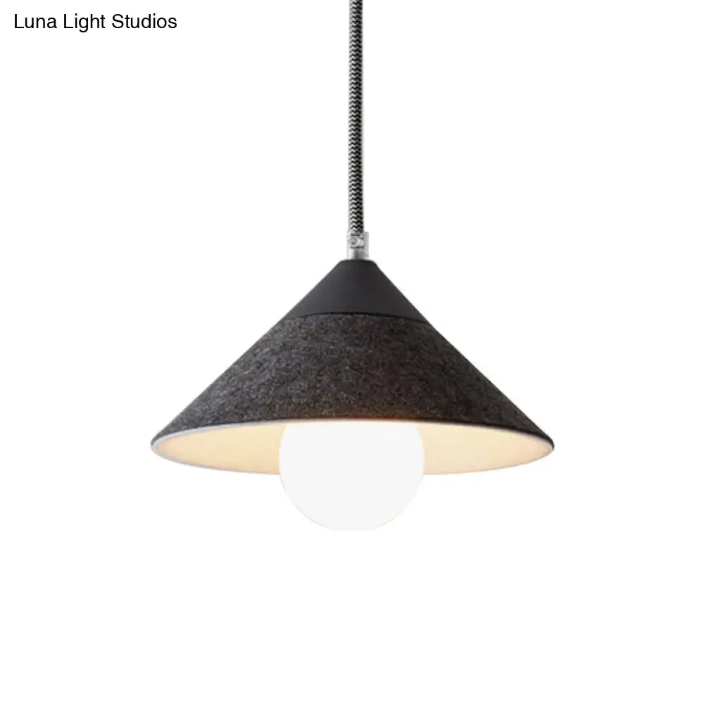 Felt Tapered Ceiling Light Farmhouse 1-Light Down Lighting In Black/Grey For Dining Room