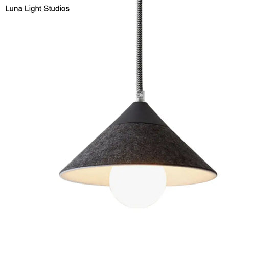 Felt Tapered Ceiling Light Farmhouse 1-Light Down Lighting In Black/Grey For Dining Room