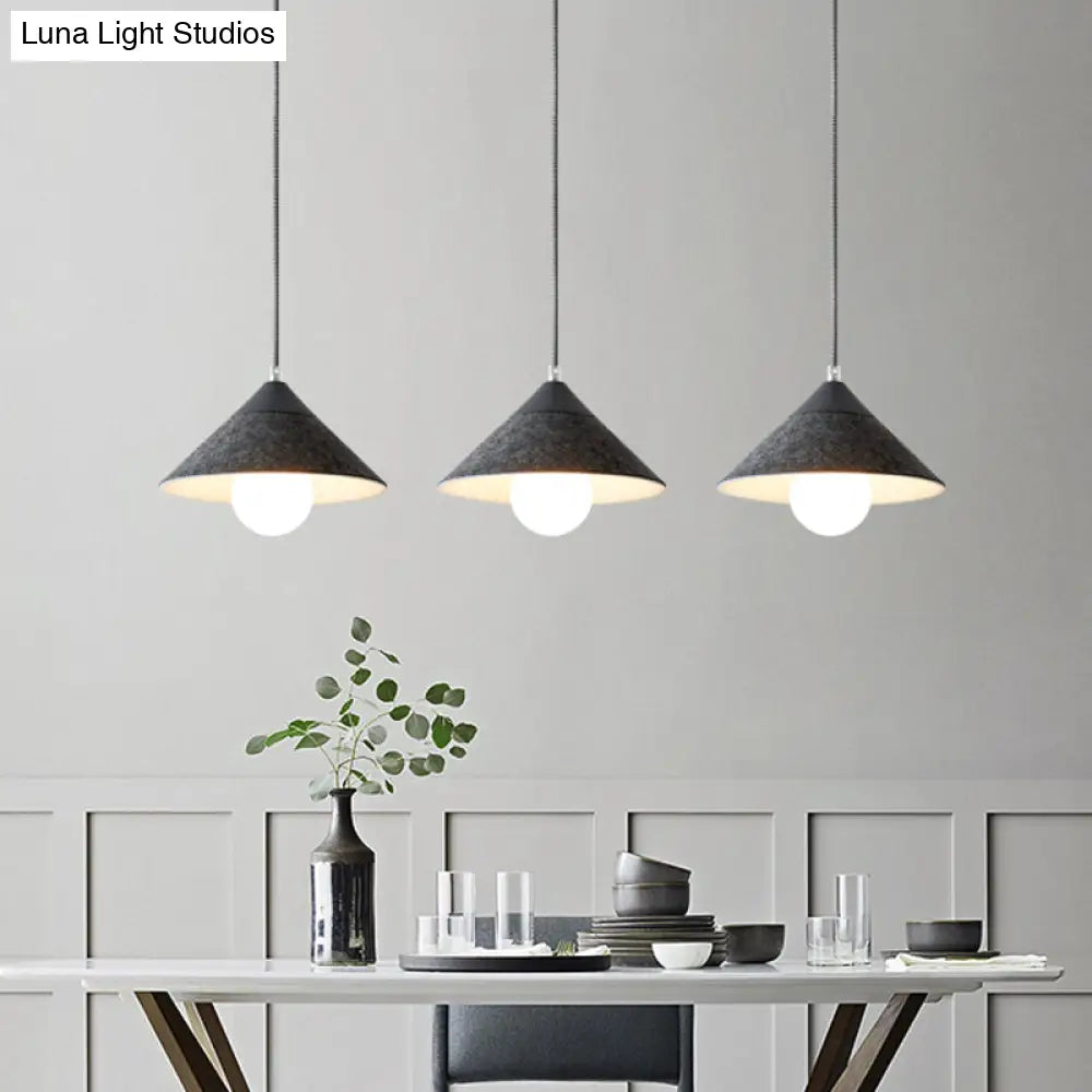 Felt Tapered Ceiling Light Farmhouse 1-Light - Black/Grey For Dining Room