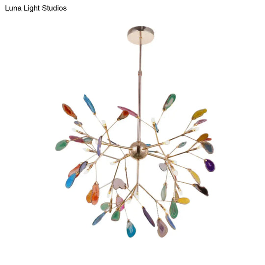 Firefly Agate Ceiling Pendant Lamp - Modern 4/16-Light Chandelier For Living Room In Blue/Green