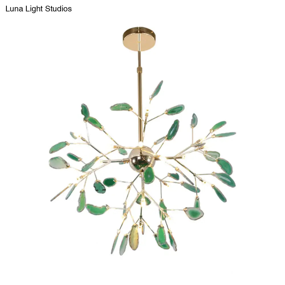 Firefly Agate Ceiling Pendant Lamp - Modern 4/16-Light Chandelier For Living Room In Blue/Green