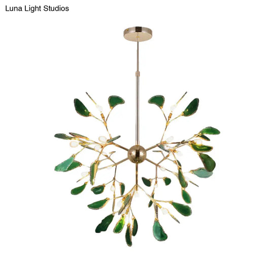 Firefly Agate Ceiling Pendant Lamp - Modern 4/16-Light Chandelier For Living Room In Blue/Green