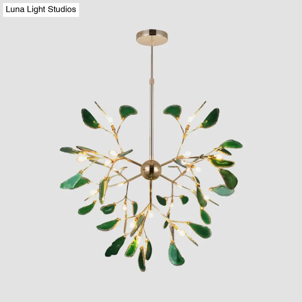 Firefly Agate Ceiling Pendant Lamp - Modern 4/16-Light Chandelier For Living Room In Blue/Green