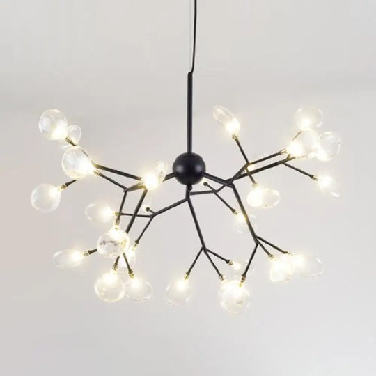 Firefly Chandelier Pendant Light - Clear Glass Dining Room Led Fixture In Black 27 /