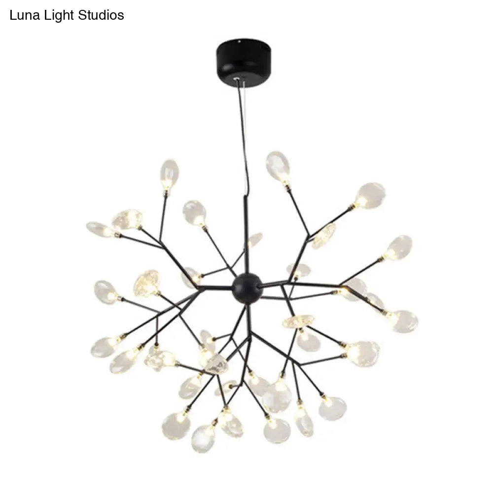 Black Firefly Chandelier: Simplistic Clear Glass Led Pendant Light For Dining Room