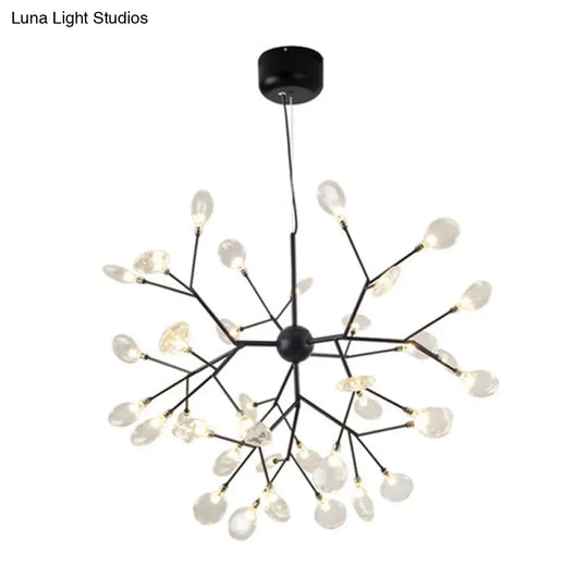 Firefly Chandelier Pendant Light - Clear Glass Dining Room Led Fixture In Black