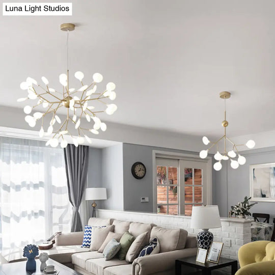 Firefly-Inspired Chandelier With Frosted Acrylic Shade - Perfect For Modern Living Rooms