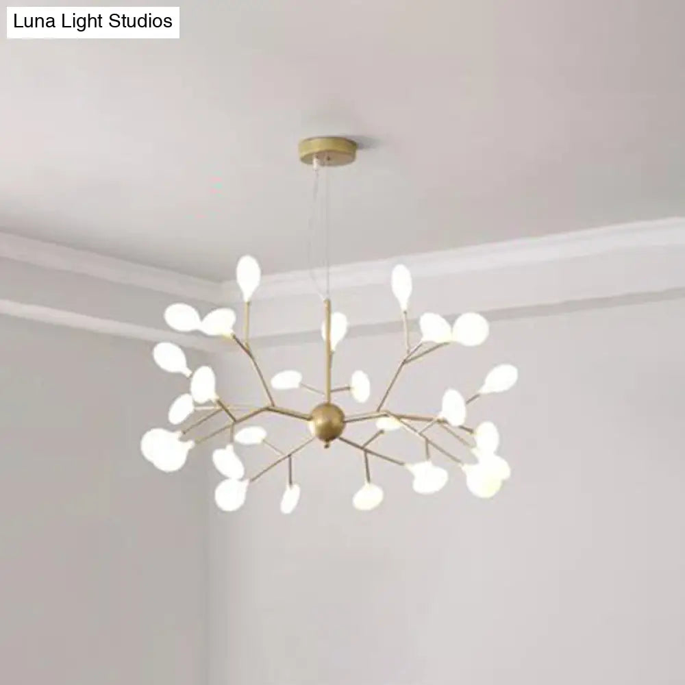 Contemporary Firefly Chandelier With Frosted Acrylic Lampshade For Living Room Ceiling 27 / Gold