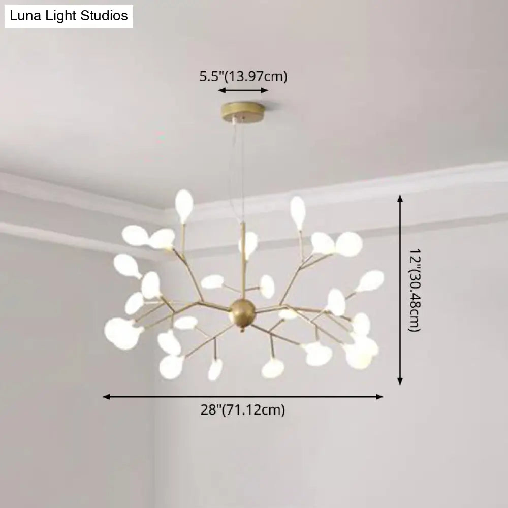 Contemporary Firefly Chandelier With Frosted Acrylic Lampshade For Living Room Ceiling