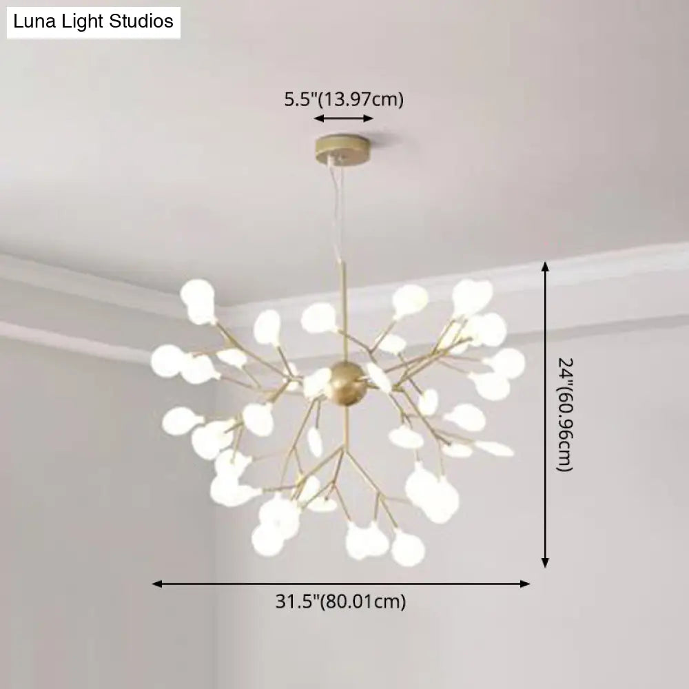 Firefly-Inspired Chandelier With Frosted Acrylic Shade - Perfect For Modern Living Rooms