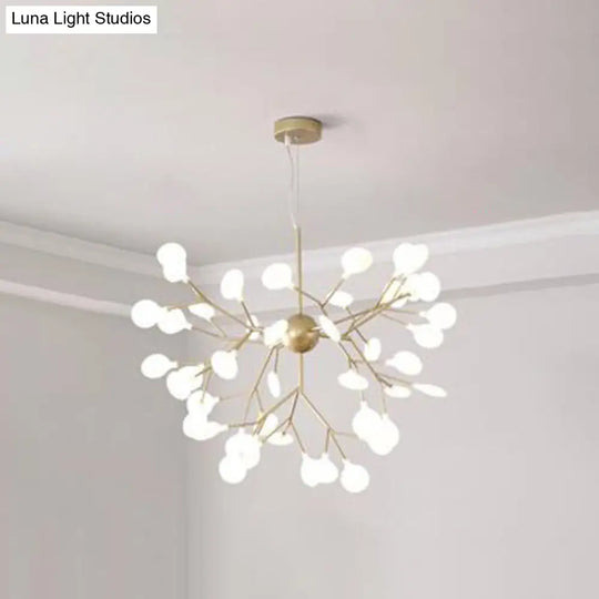 Contemporary Firefly Chandelier With Frosted Acrylic Lampshade For Living Room Ceiling 45 / Gold
