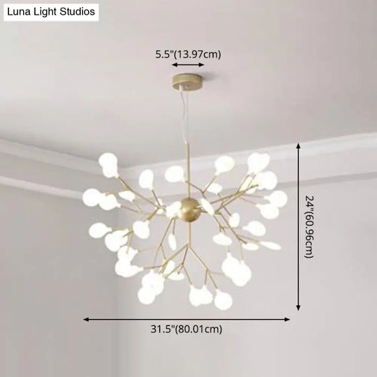 Contemporary Firefly Chandelier With Frosted Acrylic Lampshade For Living Room Ceiling