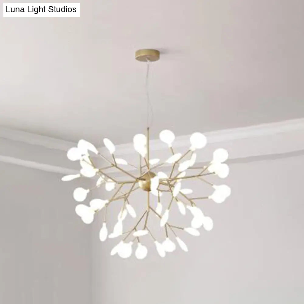 Contemporary Firefly Chandelier With Frosted Acrylic Lampshade For Living Room Ceiling 54 / Gold