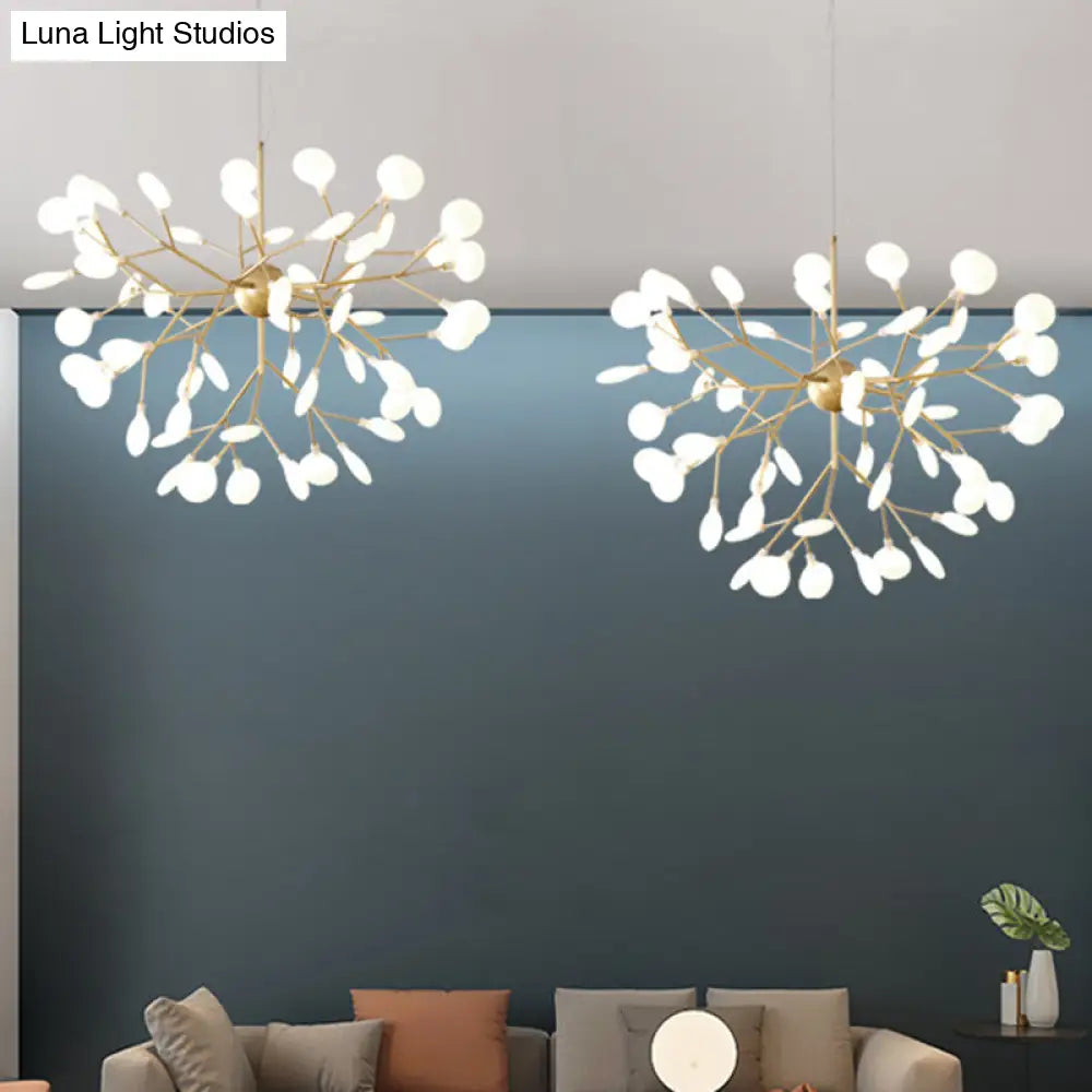 Firefly-Inspired Chandelier With Frosted Acrylic Shade - Perfect For Modern Living Rooms