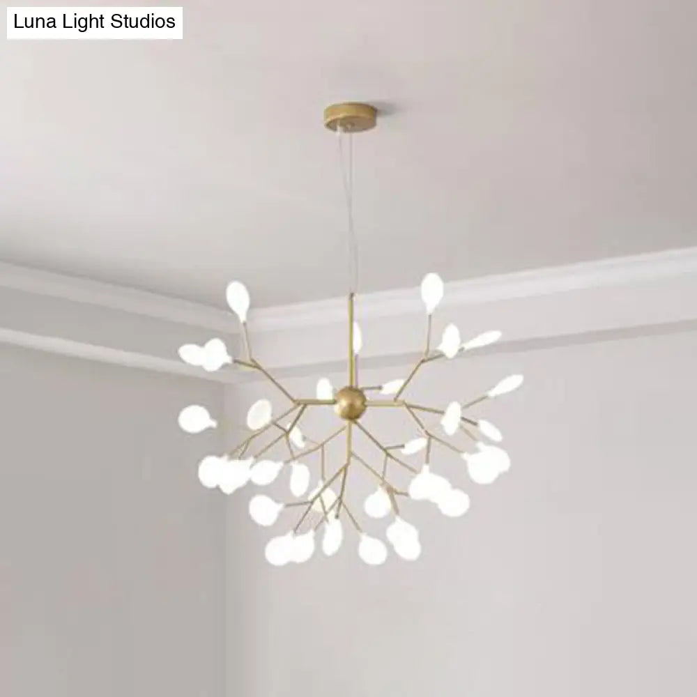Contemporary Firefly Chandelier With Frosted Acrylic Lampshade For Living Room Ceiling 36 / Gold