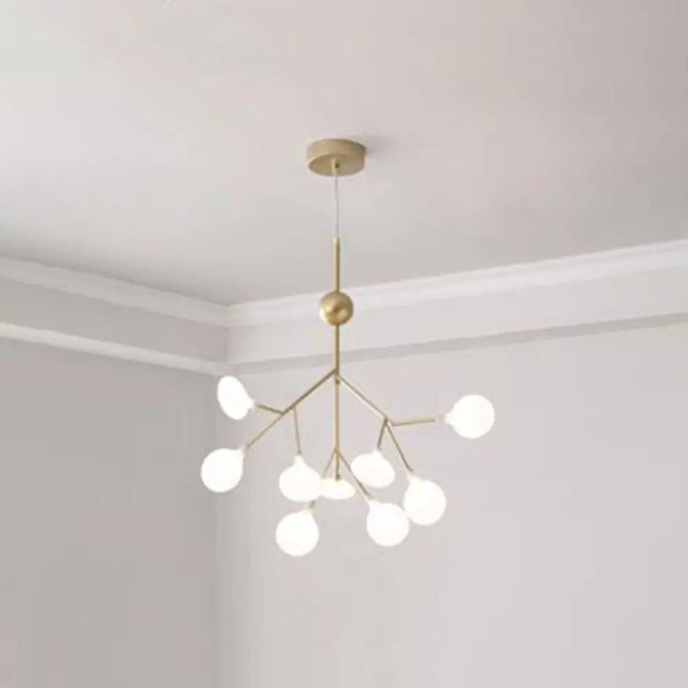 Firefly-Inspired Chandelier With Frosted Acrylic Shade - Perfect For Modern Living Rooms 9 / Gold