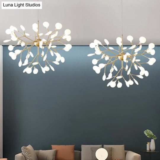 Contemporary Firefly Chandelier With Frosted Acrylic Lampshade For Living Room Ceiling