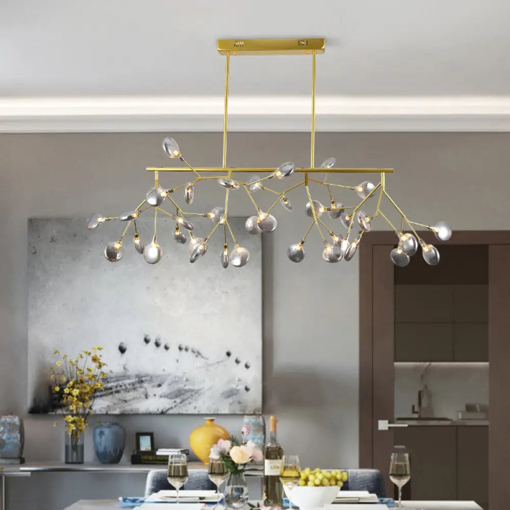 Firefly Island Pendant: Postmodern Metal Ceiling Lamp - 36 Head Suspension For Restaurant Smoke Gray