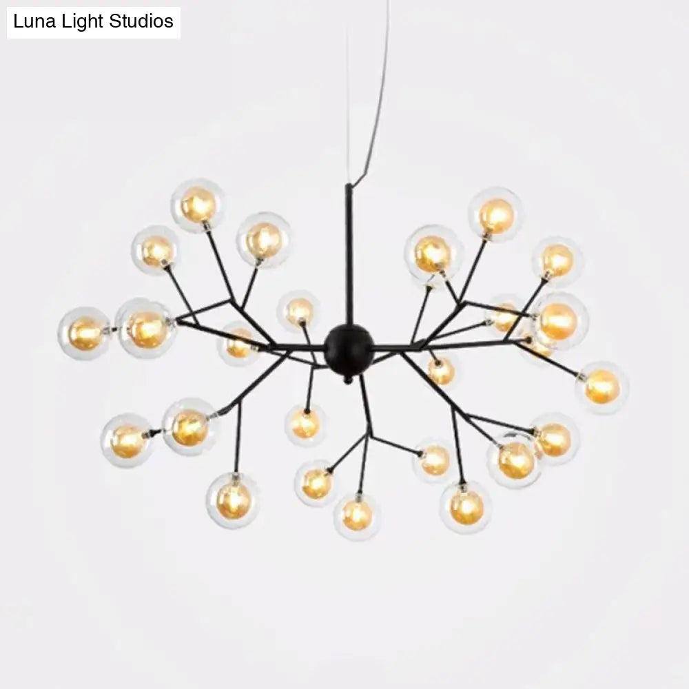 Sleek Glass Firefly Led Suspension Light: Nordic Style Chandelier For Living Room 27 / Tan