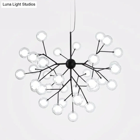 Sleek Glass Firefly Led Suspension Light: Nordic Style Chandelier For Living Room 36 / White