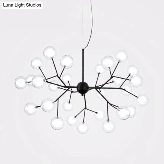 Sleek Glass Firefly Led Suspension Light: Nordic Style Chandelier For Living Room 27 / White