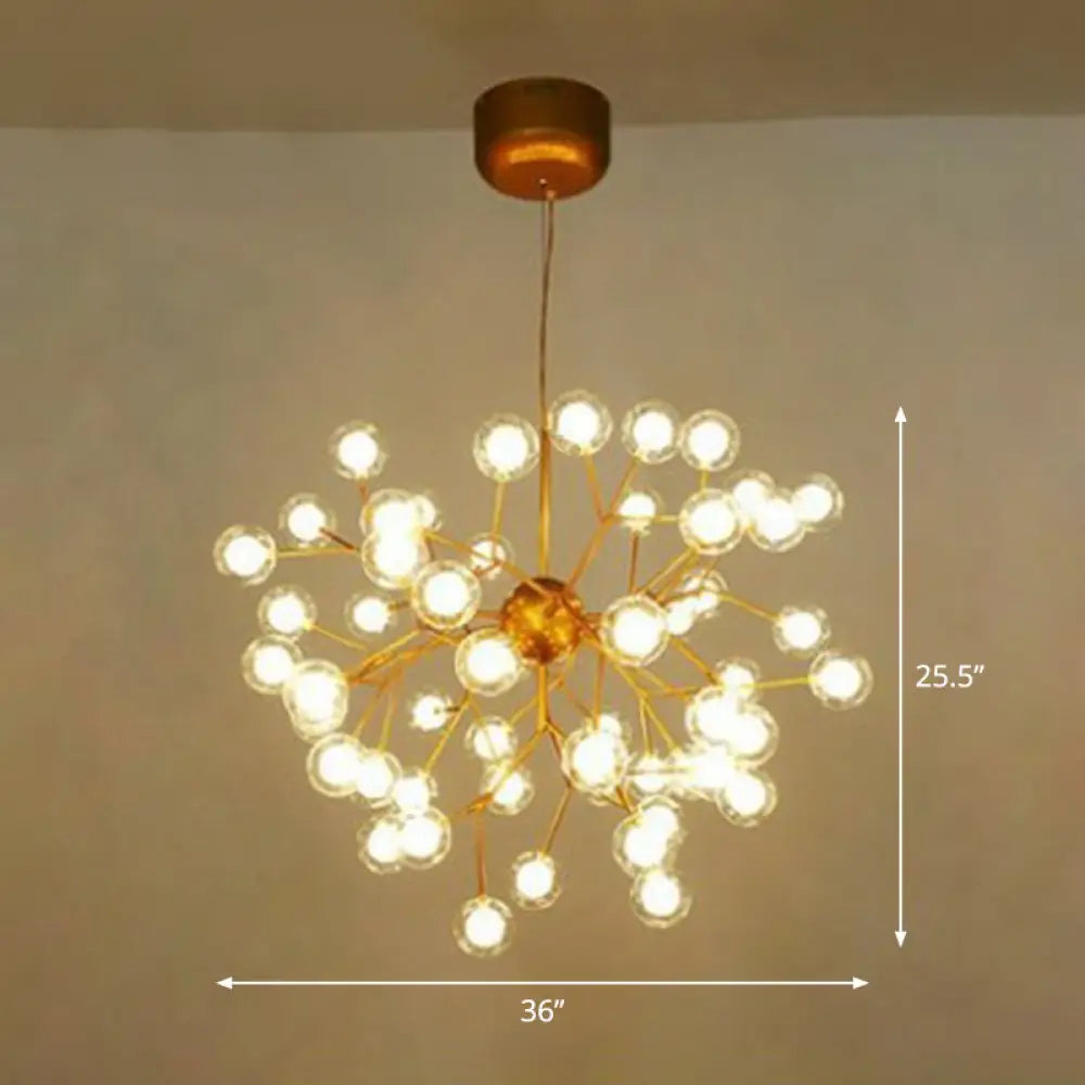 Firefly Pendant Light: Clear Ball Glass Post-Modern Restaurant Chandelier 63 / Gold