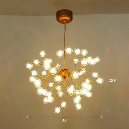 Firefly Pendant Light: Clear Ball Glass Post-Modern Restaurant Chandelier 63 / Gold