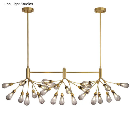 Firefly Suspension Light - Brass Finish Postmodern Island Fixture With 27 Glass Lights