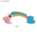 Fish Cartoon Led Wall Sconce For Boys And Girls Bedroom - Wood Acrylic