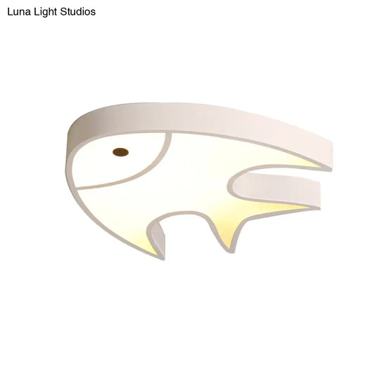 Fish Shaped Ceiling Light For Kids Room - White Metal & Acrylic Ideal Kindergarten