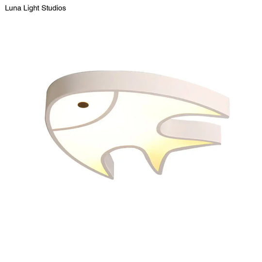 Fish Shaped Ceiling Light For Kids’ Room - White Metal & Acrylic Ideal Kindergarten
