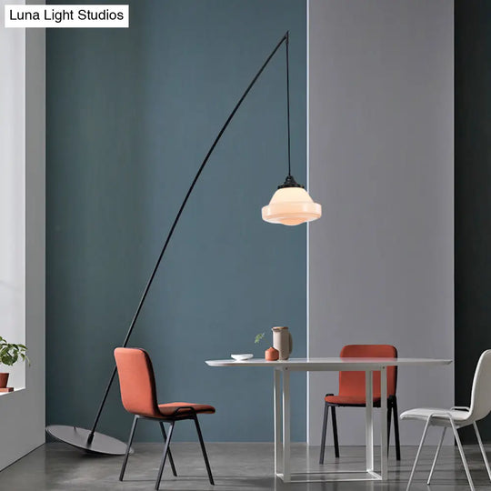 Fishing Floor Lamp: Simplicity Metal Led Light With Dangling Shade