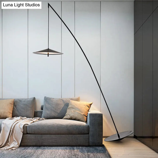 Fishing Floor Lamp: Simplicity Metal Led Light With Dangling Shade