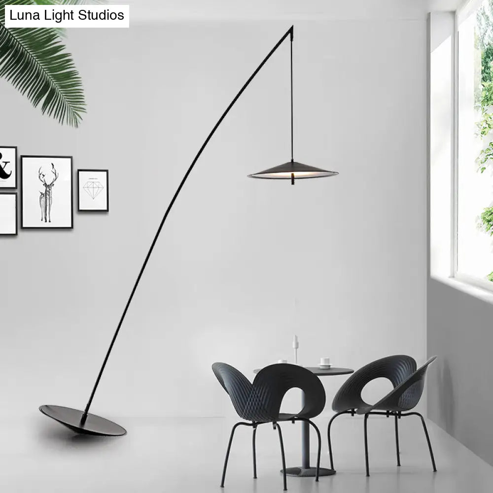 Fishing Floor Lamp: Simplicity Metal Led Light With Dangling Shade