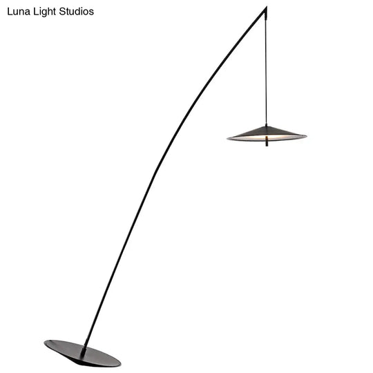 Fishing Floor Lamp: Simplicity Metal Led Light With Dangling Shade