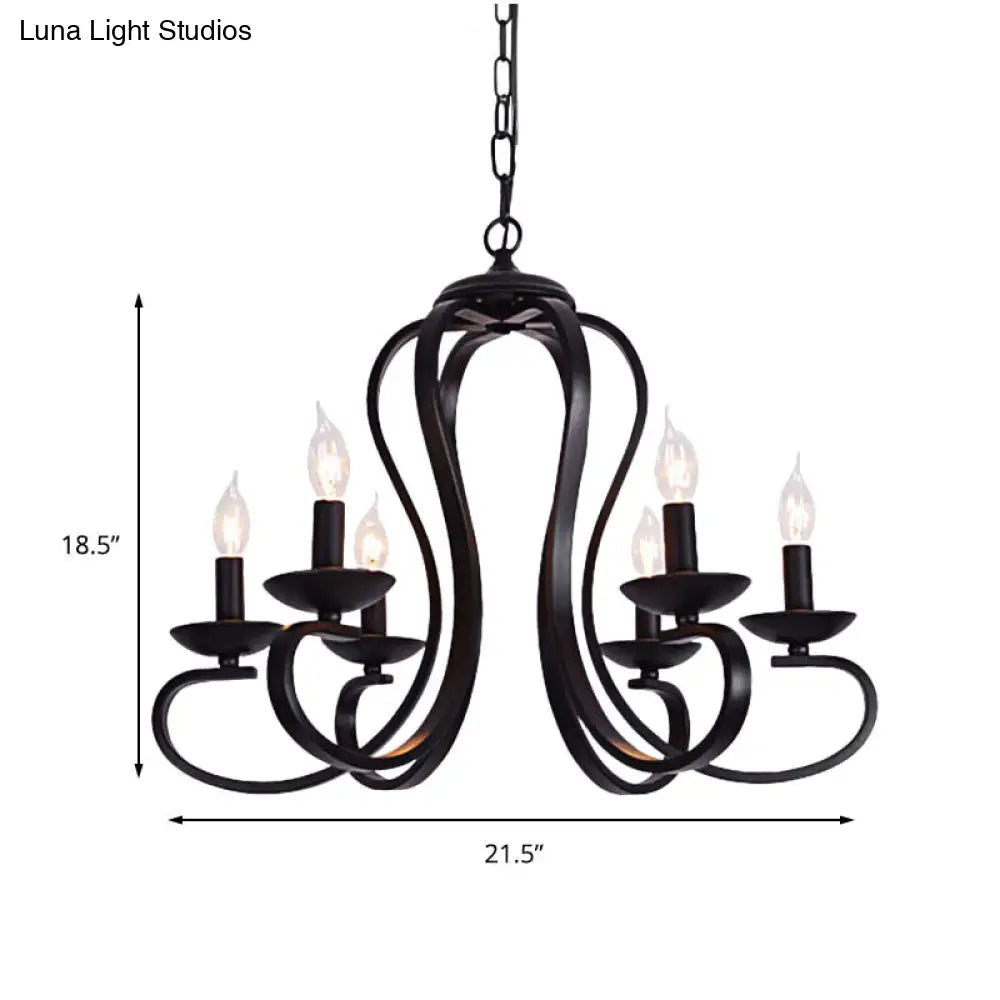 Flameless Candle Ceiling Lamp With Metallic Hanging Design - 3/5 Bulbs Black Ideal For Living Room