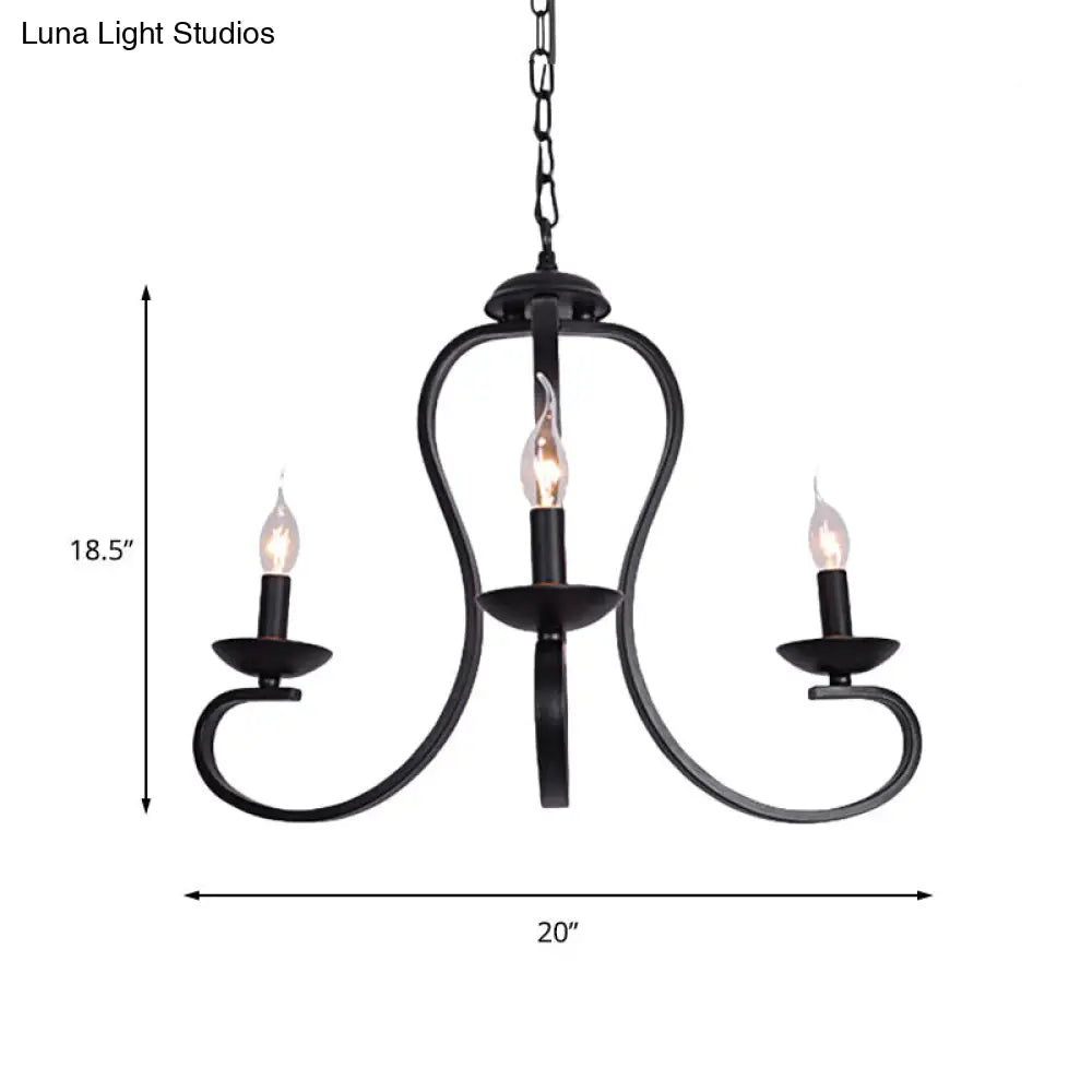 Flameless Candle Ceiling Lamp With Metallic Hanging Design - 3/5 Bulbs Black Ideal For Living Room