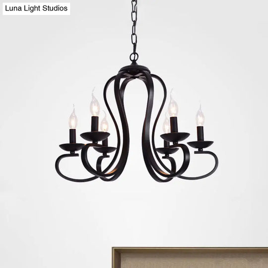 Flameless Candle Ceiling Lamp With Metallic Hanging Design - 3/5 Bulbs Black Ideal For Living Room