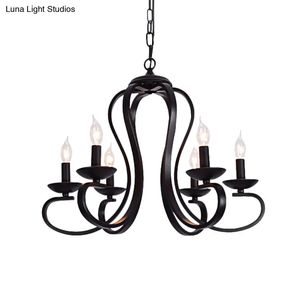 Flameless Candle Ceiling Lamp With Metallic Hanging Design - 3/5 Bulbs Black Ideal For Living Room