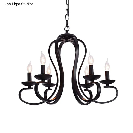 Flameless Candle Ceiling Lamp With Metallic Hanging Design - 3/5 Bulbs Black Ideal For Living Room