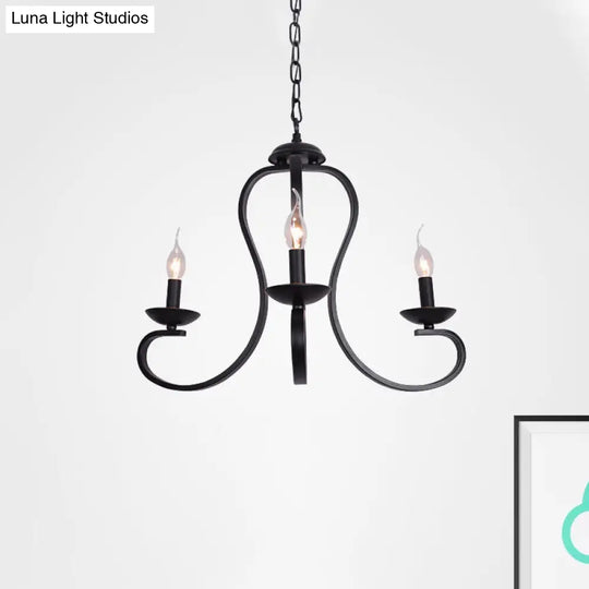 Flameless Candle Ceiling Lamp With Metallic Hanging Design - 3/5 Bulbs Black Ideal For Living Room