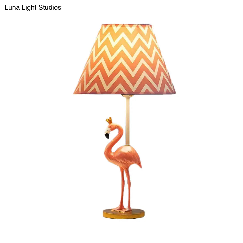 Flamingo Cartoon Resin Bedroom Nightstand Lamp In Pink - 7.5/10 Height