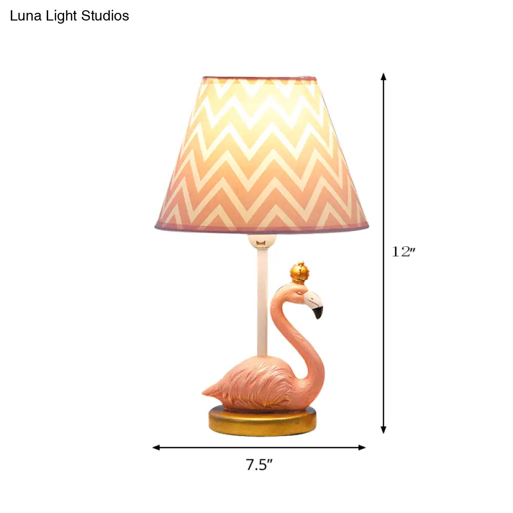 Flamingo Cartoon Resin Bedroom Nightstand Lamp In Pink - 7.5/10 Height