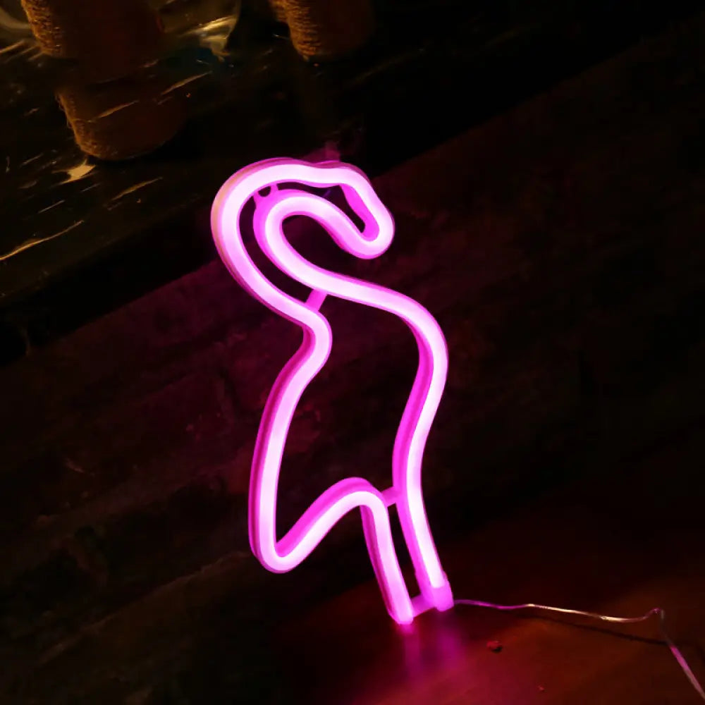 Flamingo Led Night Lamp With Usb Charging And Plastic Shade White / Pink