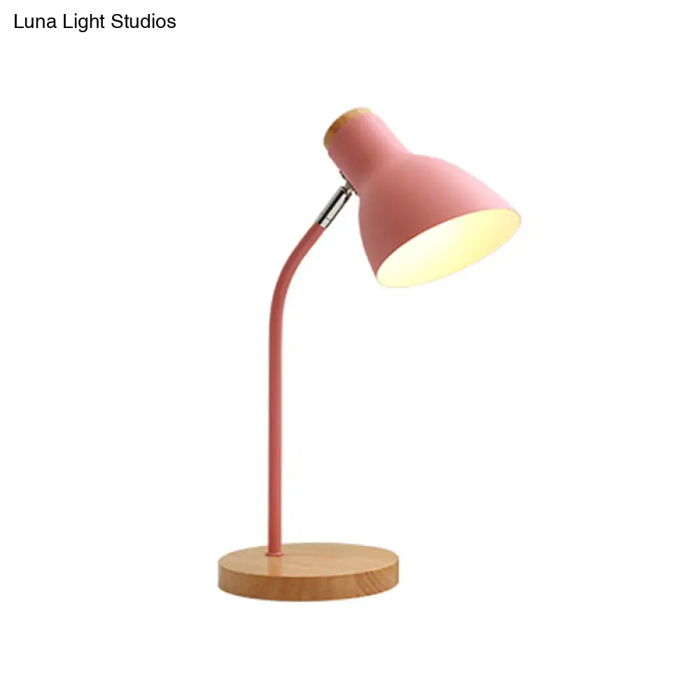 Flare Table Lamp: Macaron Metal 1-Bulb Desk Light In Pink/Yellow With Rotating Node