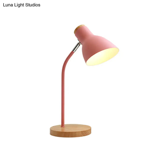 Flare Table Lamp: Macaron Metal 1-Bulb Desk Light In Pink/Yellow With Rotating Node