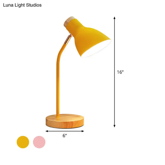 Flare Table Lamp: Macaron Metal 1-Bulb Desk Light In Pink/Yellow With Rotating Node